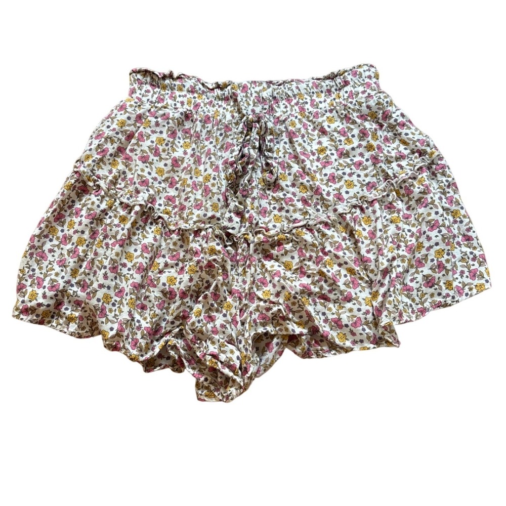 Illa Illa Shorts Women White Floral Tiered Ruffle Boho High Rise SIZE S